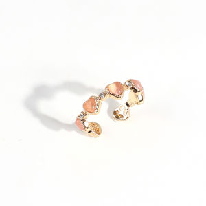 【♡Lovely girls house♡】French Retro Opal Love Rings for Women Korean Sweet Opening Adjustable Heart Shaped Finger Ring Fashion Popular Jewelry