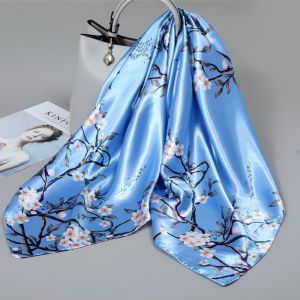 ผ้าพันคอคลุมผมผ้าซาตินผ้าพันหัวสี่เหลี่ยมจตุรัสซาตินใหญ่สำหรับผู้หญิงผ้าพันคอผ้าพันคอให้สัมผัสผ้าไหมพันศีรษะทำจากผ้าไหม