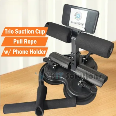 【SKIT SG】Upgraded Sit Up Bar with Resistance Pull Rope Band Double/Triple Self Suction Cup Adjustable Foot Support Abs Abdominal Body Training Workout Exercise Aids Home Gym Fitness Equipment Waist Abdomen Weight Loss Trainer Sit Up Bench Ab Situp Bar