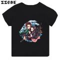 Anime Demon Slayer Print Kids T-shirt Blade of Ghost Dance Cartoon Tops for Girls and Boys. 