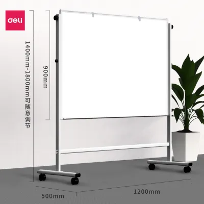 Bảng Từ Trắng Hai Mặt Xoay 360 Độ Deli Có Chân Di Động Chữ H Điều Chỉnh Cao Thấp - Tặng Nam Châm + Bút Lông + Lau Bảng