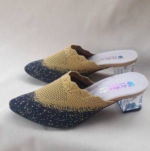 Sandal Heels Hak Kaca Karet Rajut Import Gradasi