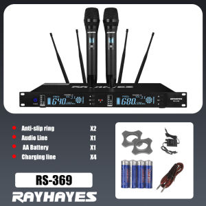 RAYHAYES Wireless Microphone UHF Rechargeable Dual Microphone for Karaoke Performance