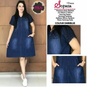 Dress Jeans Busui Sopran TERMURAH - Mini Dress Lengan Pendek - Midi Dress Best Seller