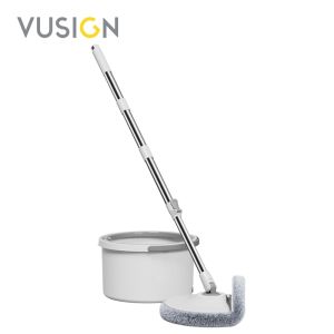 Deli Vusign Flat Mop 360° Rotating Folding Mops Set with Dry Bucket Microfiber Mops
