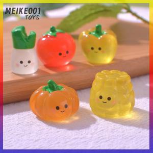 MEIKE001 1Pc Luminous Vegetables Ornament Cartoon Pumpkin Mushroom Broccoli Tomato Doll Micro Landscape Dollhouse Miniature Toy