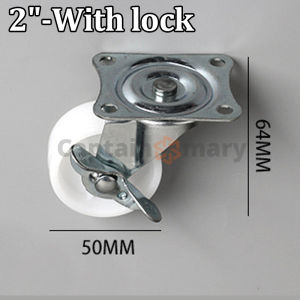 1.5" - 3" White Nylon Roller Caster Wheel Fixed Swivel Without lock / With lock For Easy Trolley Wheels Mobility