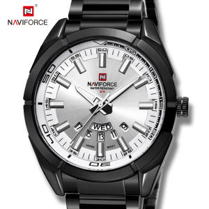 NAVIFORCE Brand Bussiness Top Luxury Men Watch Fashion Quartz Watch Waterproof Stainless Steel Strap Mens Military Chronograph Wristwatch Clock NF9038