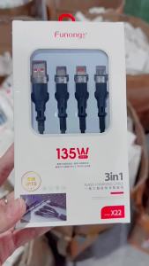 AU120W Data cable ultra-fast charging metal construction 3-in-1 design compatible with Android and Huawei devices OPPO Xiaomi fast charging cable