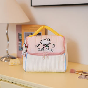 100% Authentic Sanrio Hello Kitty Makeup Bags Cosmetics Bag Mini Storage Bags Cartoon Polyester Material Dual Zipper Travel Portable Birthday Gifts 3371-1729