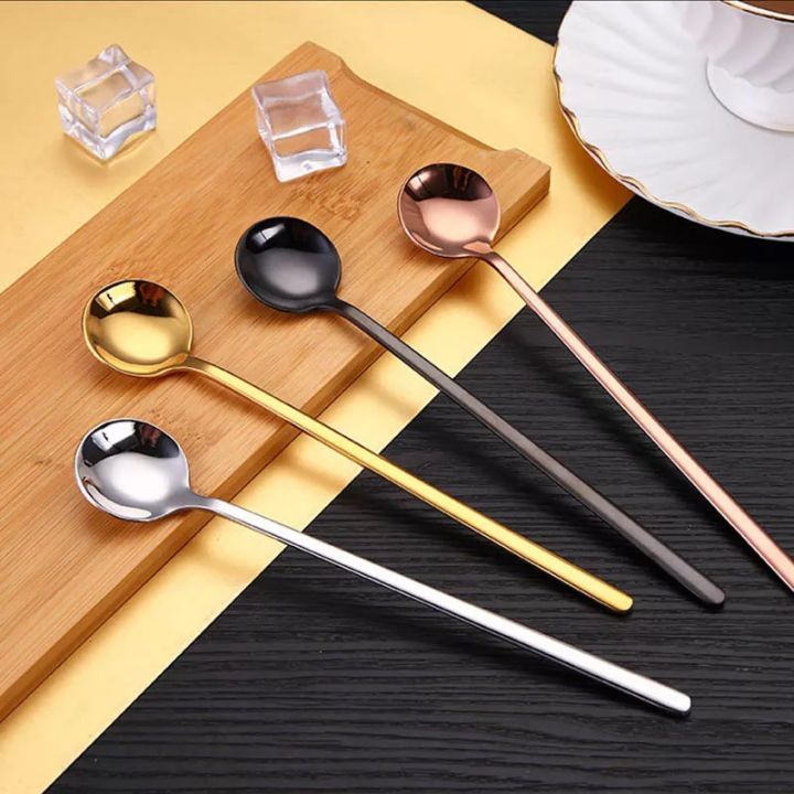 Tea Coffee Mixing Spoon Round Shape Stainless Steel Dessert Ice Cream