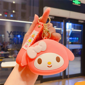 1PC Kawaii Sanrio Kuromi Silicone Coin Purse Cinnamoroll Keychain Wallet Fashion Portable Keyring