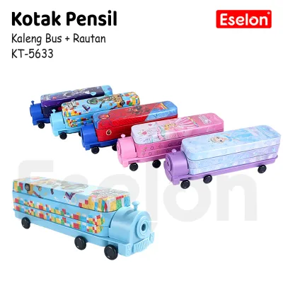 Kotak Pensil Kaleng Bus Karakter/Tempat Pensil Kaleng Bus KT-5633