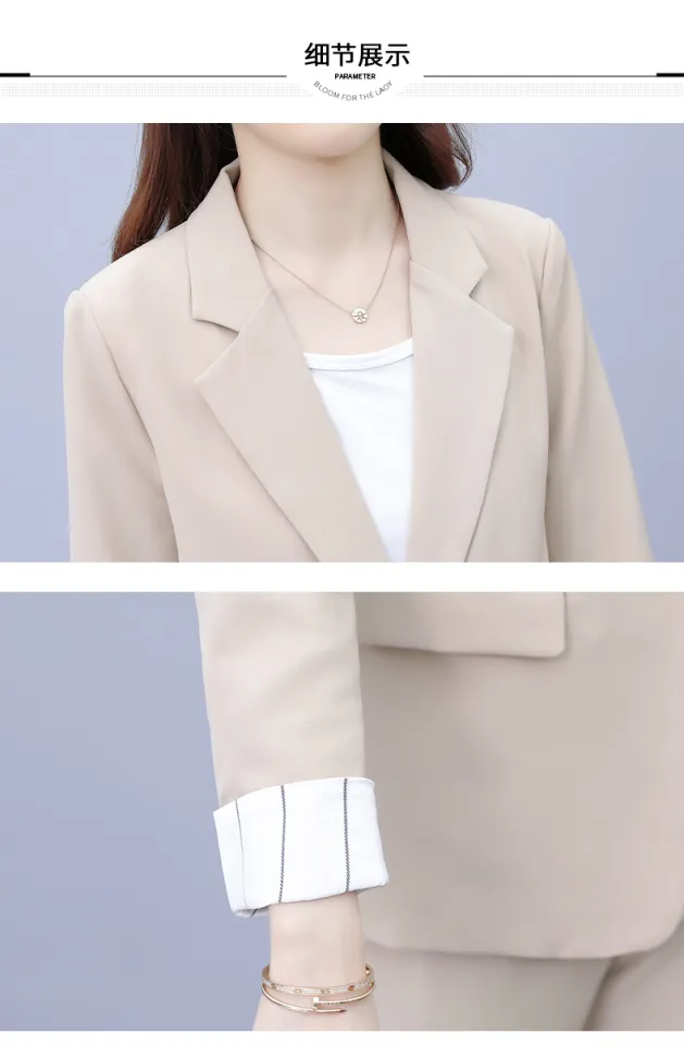 Ready Stock Slim Professional Solid Blazer set Casual Coats+