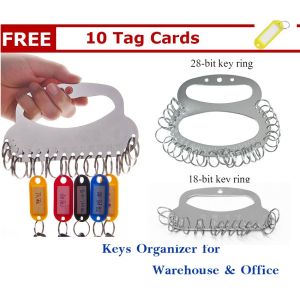 18/28-Bit Sliver Portable Key Plate Stainless Steel Key Plate Key Disk Key Ring Key Chain Hanging Keys Collector