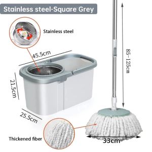 Goldstar Mop With Spinner and Bucket Complete Set Stainless Steel rod Thick Microfiber mop Heavy Duty