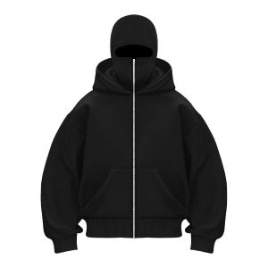 Hoodie Balaclava Double Kupluk Hitam Jumbo Size Jaket Ninja Pria Wanita Keren