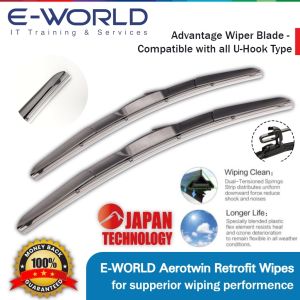 E-WORLD Japan Silicone Car Wiper Windshied For Proton Perodua Honda Toyota Nissan Hyundai Myvi Axia Kancil Axia Alza Blm Wira