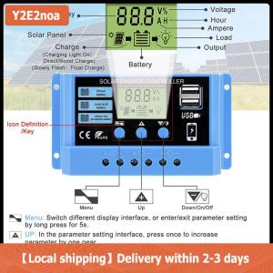 【Local shipping】 30A 20A 10A Solar Charge Controller 12V 24V Auto Solar Panel PV LCD Controller For Lead-Acid Battery Lithium Battery Dual USB