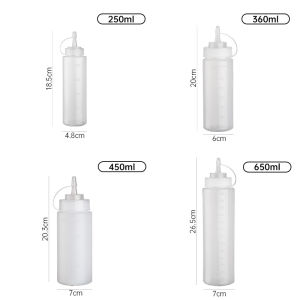Nipiin Squeeze Bottle Clear Leakproof Oil Dispenser Flexible Plastic Bottle for Salad Dressing Sauce & Kitchen Seasoning