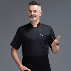 Chef Uniform for Men/Women Short Sleeve Catering Uniform Waterproof and Breathable Hotel Restaurant Waiter Work Clothes Affordable Chef Workwear Quick-Dry Fabric for Humid Weather