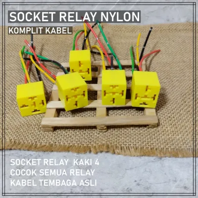 SOCKET RELAY NYLON - RUMAH / SOKET RELAY KOTAK KAKI 4 4P BAHAN NYLON DENGAN KABEL BINTIK TEMBAGA BERKUALITAS