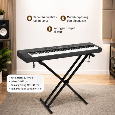 Stand Keyboard Model X Single Double Beauty Case AXL Silang Kuat Kokoh Besi Berkualitas QX