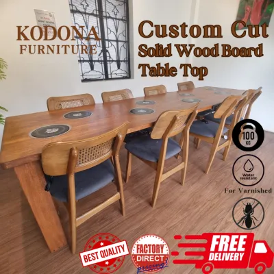 Ready stockKODONA Custom Cut Solid Wood Table Top Solid Wood Board Kitchen Top Counter Top Kayu Meranti Solid Wood Board Customized
