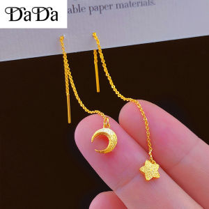 dada Jewelry Pure 916 Gold Earrings Womens Temperament Star Moon Ear Line Small Fresh Ear Line Best Jewelry Gift for Women