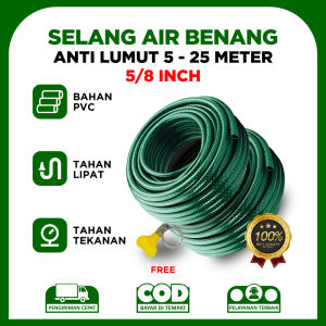 Selang Air Benang Hijau Anti Lumut 5/8 INCH (5 - 25 Meter) "Gratis klem selang" / Selang Air Benang Hijau untuk cuci mobil & motor / Selang Benang Hijau Anti Lumut