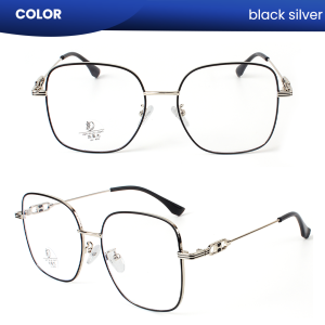 IOOI Eyewear - Kacamata Kotak Metal TR Lensa Anti Radiasi Blueray Photocromic Wanita 23048