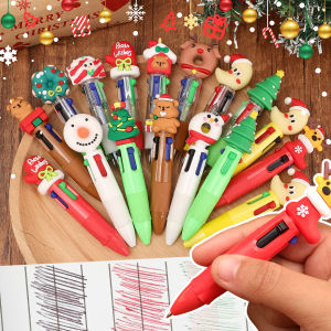 6Pcs Christmas Themes Press Gel Pen 0.5mm Creative Cartoon School Student Gift Stationery Office Cute Wrig Pen Xmas Supplies