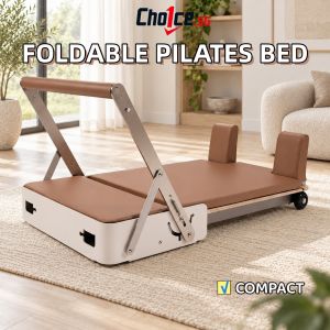 Foldable Pilates Exercise Bed With Dual-Direction Resistance And Smooth Wheels