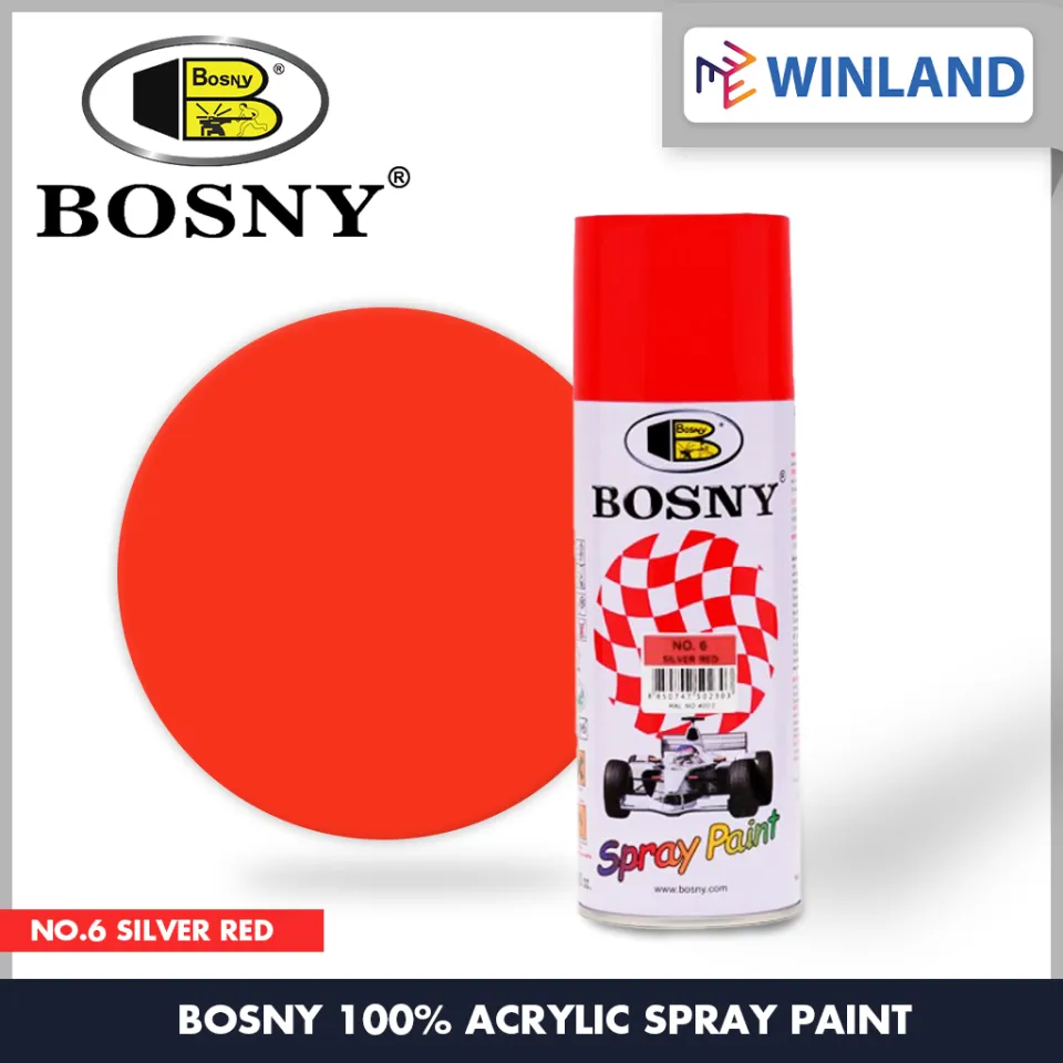 Bosny by Winland 100% Acrylic Spray Paint Silver Red