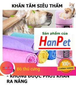Hanpet - Không cần phơi - Khăn tắm siêu thấm cho thú cưng có hộp. 2 size cho chó mèo