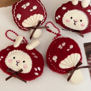 Soft Plush Mushroom Keychain Bag Accesories Rabbit Bag Charm Cartoon Handbag Decoration Suitable For Various Occasion