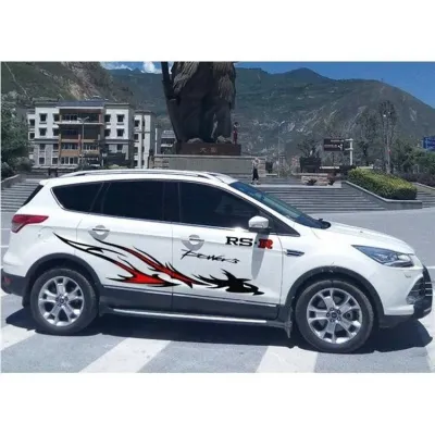 Tem decal xe ô tô thể thao RS-R dán trang trí 2 bên sườn xe (x1 = 1 cặp dán 2 bên)