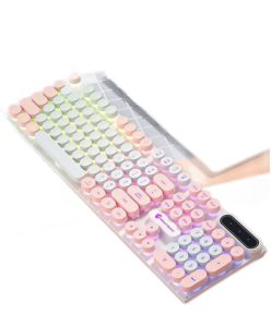 (Màu hồng) Bàn phím máy tính gaming giả cơ PANTSAN PK100 có dây nút tròn có Led cực đẹp