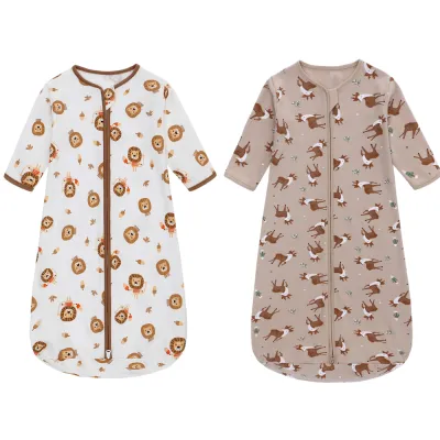 Miracle Baby 2pcs Baby Sleeping Bag Baby Swaddle Newborn Infant Swaddle Wrap Wearable Blanket Sleep Sack for Toddler Kids Cotton Long Sleeve 2 Way Zipper Selimut Bedung Bayi Budak 0-18M