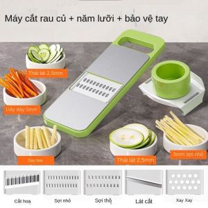 Dụng Cụ Cắt Rau Đa Năng 5 Lưỡi Thép Không Gỉ Máy Bào Sợi Potatoes Cà Rốt Kèm Bảo Vệ Tay An Toàn