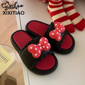 XIXITIAO Girls 2025 Polka Dot Bowknot Slippers Cute Indoor Summer New Style EVA Soft Sole Outdoor Sandals for Girls