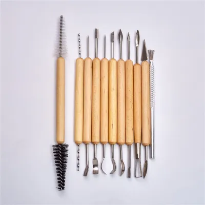Pottery Tool Kit Clay Tools Professional Artist Bahan Tanah Liat Wooden Tools Art Craft Supplies Mold Clay Art