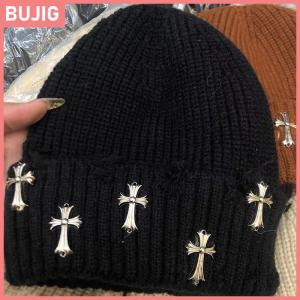 BUJIG หมวกถักไหมพรมถัก Y2K ฤดูใบไม้ร่วงและฤดูหนาวหมวกบีนนี่ทันสมัยอบอุ่นสะดวกสบายหมวกแฟชั่นอเนกประสงค์