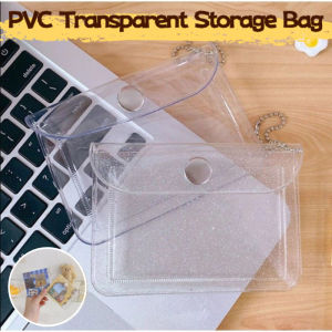2Pcs Transparent PVC Card Bag Waterproof Transparent Storage Bag Glitter Powder Mini Coin Purse