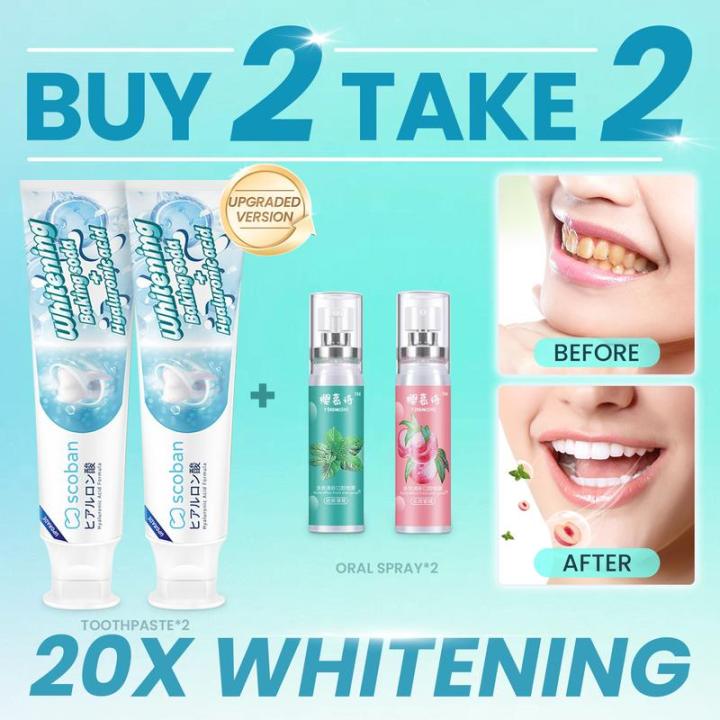 [Buy 2 Take 2] 2pcs Scoban Whitening Toothpaste 2pcs Mouth Spray 200 ...