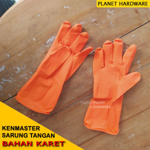 Kenmaster Sarung Tangan Karet Latex Orange Industri / Industrial Hand Glove Ukuran L Warna Orange