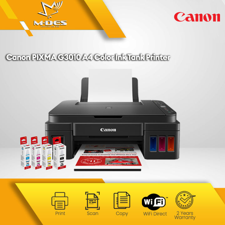 Canon Pixma G3010 Wireless AllInOne A4 Refill Ink Tank Printer