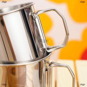 [COD] dfgje 1Pc Stainless Steel Folding Handle Cup Portable Carabiner Cup Outdoor Camping Cups for Home Outdoor Camping Accessories