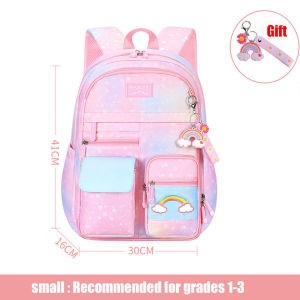 New Primary School Backpack Cute Colorful Bags for Girls Princess School Bags Waterproof Children Rainbow Series Schoolbags㏇0708