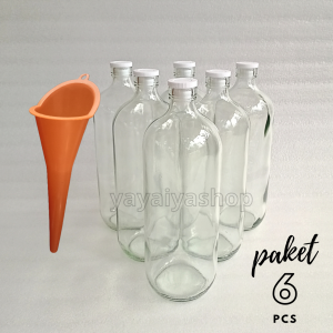 6 PCS BOTOL KACA 1 LITER 1000 Ml BOTOL BENSIN | BOTOL MINYAK | BOTOL JAMU | BOTOL MINUMAN + TUTUP